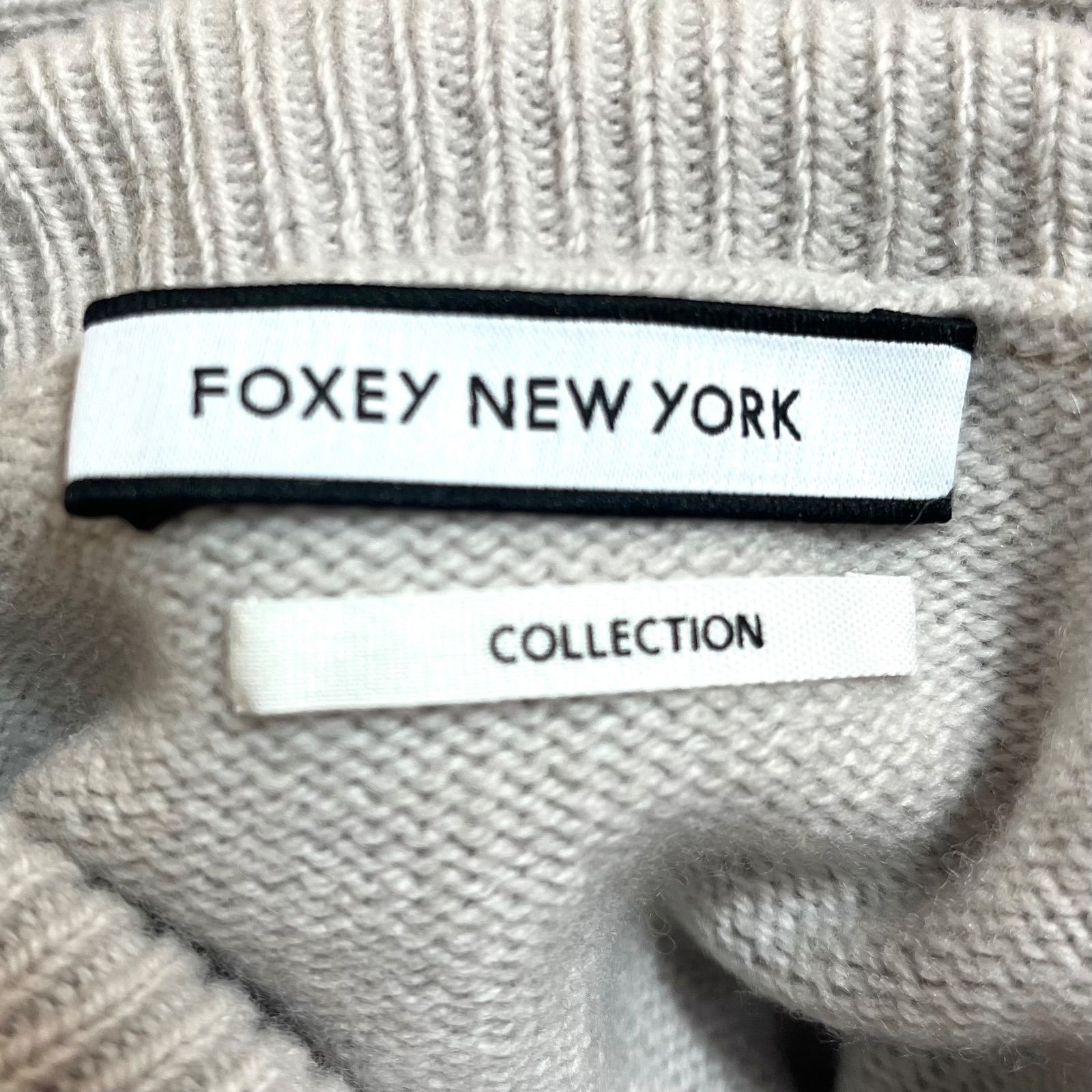 美品 FOXEY フォクシー ニットトップ ペプラムフレア ウール カシミヤ