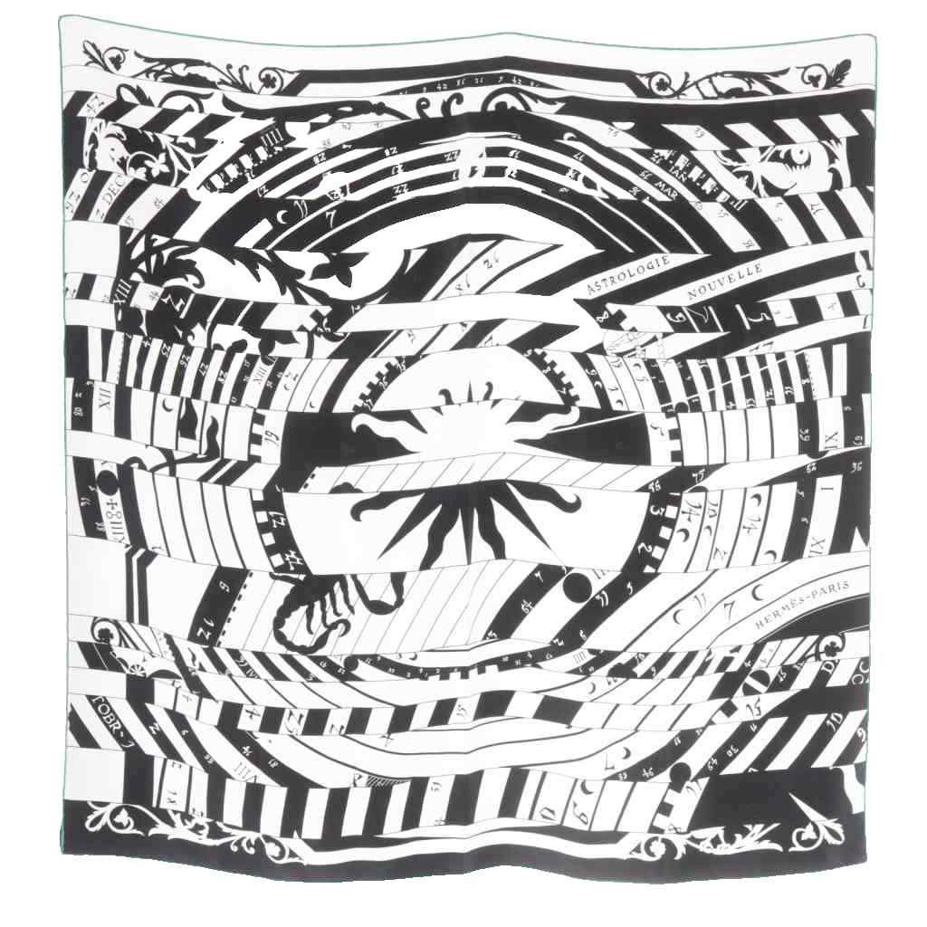 エルメス HERMES 新たな占星術 スカーフ 白 ホワイト 黒 カレ90