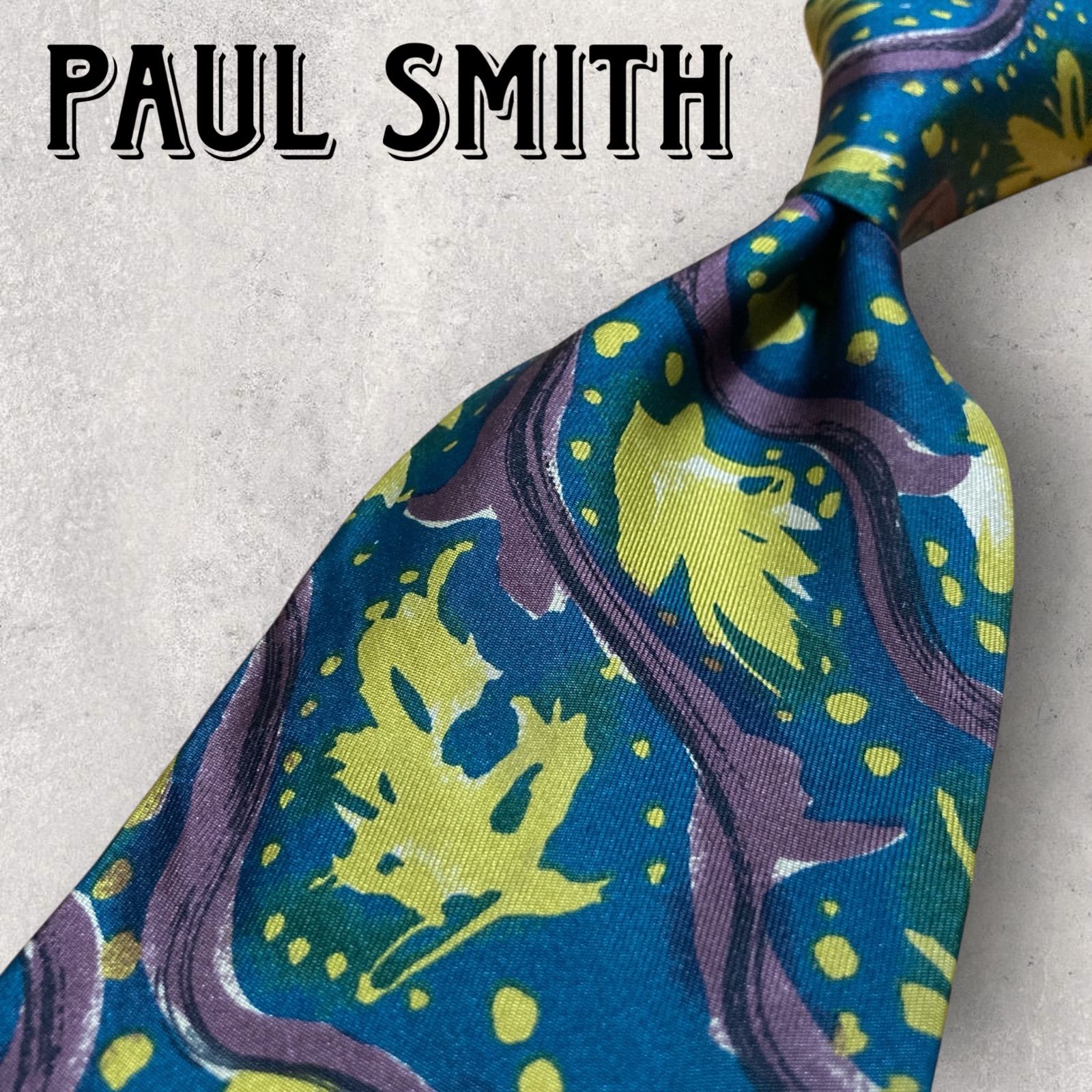 Paul Smith ポールスミス アート柄 リーフ 植物 ネクタイ グリーン