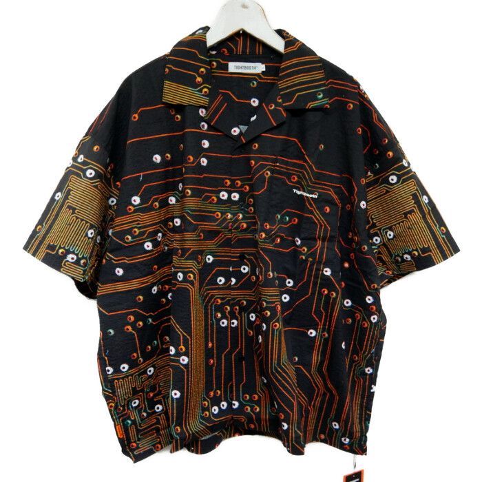 TBPR タイトブース 正規 25 SS CHIP ALOHA SHIRT アロハシャツ オリジナルグラフィック 総柄 25-S 01 ブラック 黒 L