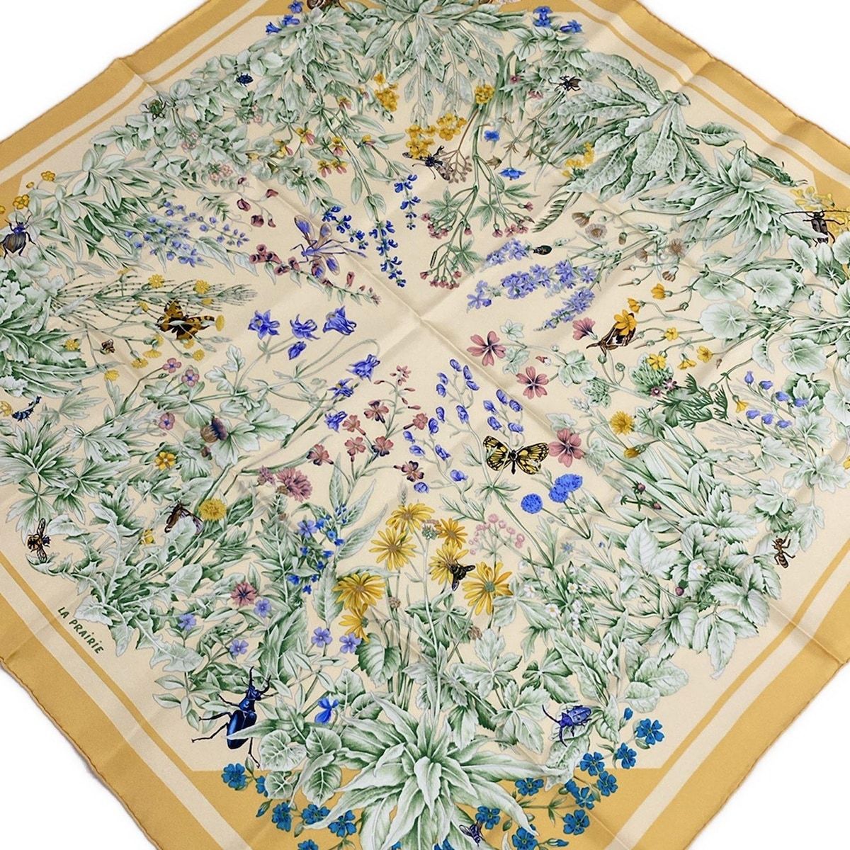 HERMES(エルメス) スカーフ美品 カレ90 イエロー×ライトグリーン