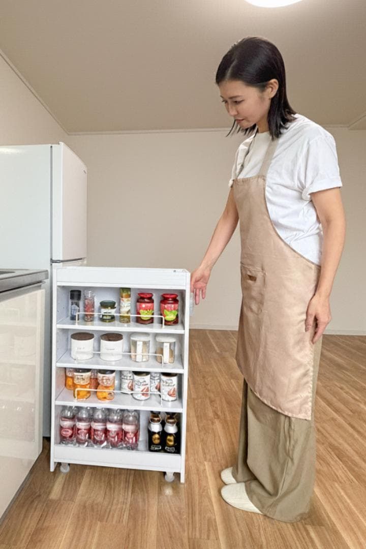 キッチンワゴン ホワイト 約 ×85 cm スリム 3段収納 キャスター付き 隙間収納 省スペース 組立簡単 ロータイプ