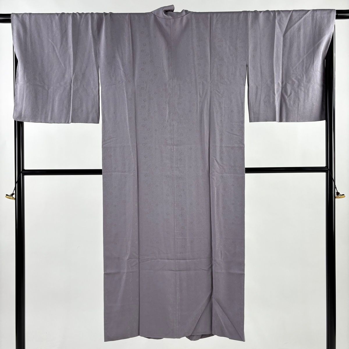 道中着 身丈134 cm 裄丈68.5 L 和装コート着物衿 花唐草 灰紫 正絹 秀品