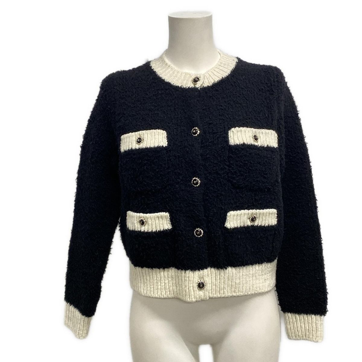 CHANEL(シャネル) カーディガン サイズ36 S レディース - P80705 黒×白