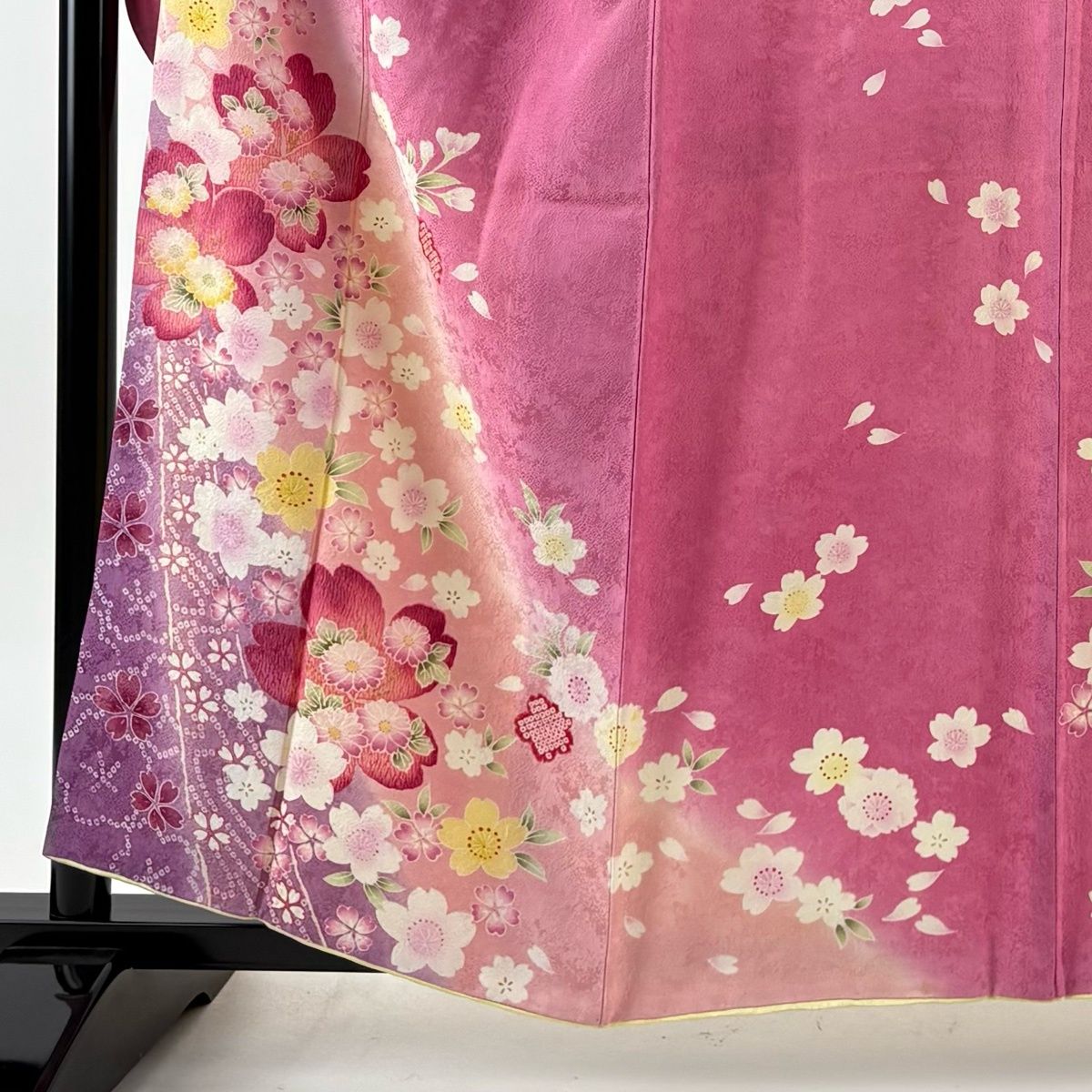 振袖 身丈160 cm 裄丈63.5 S 袷 桜 疋田 金彩 ぼかし ピンク 正絹 秀品
