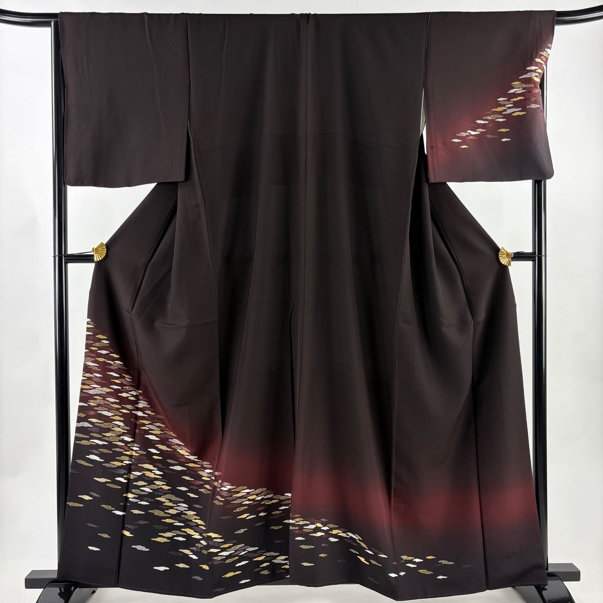 訪問着 身丈160.5 cm 裄丈67 M 袷 霞 刺繍 金糸 濃紫 正絹 秀品