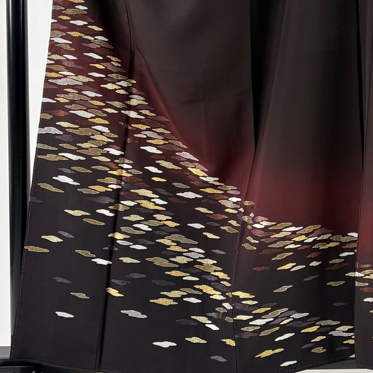 訪問着 身丈160.5 cm 裄丈67 M 袷 霞 刺繍 金糸 濃紫 正絹 秀品