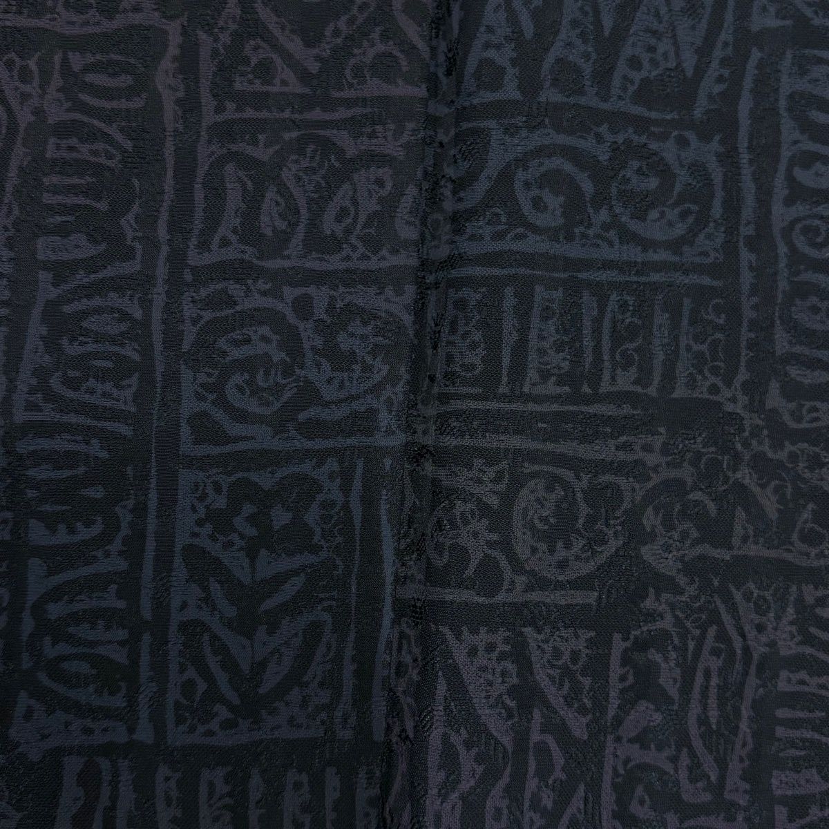  小紋 身丈159 cm 裄丈64 M 袷 草花 幾何学模様 染め分け 濃紺 正絹 秀品 小紋 着物