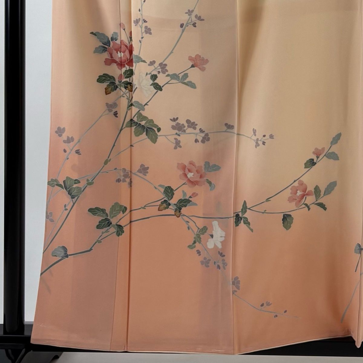 訪問着 身丈160.5 cm 裄丈64 M 袷 薔薇 染め分け ぼかし サーモンピンク 正絹 秀品