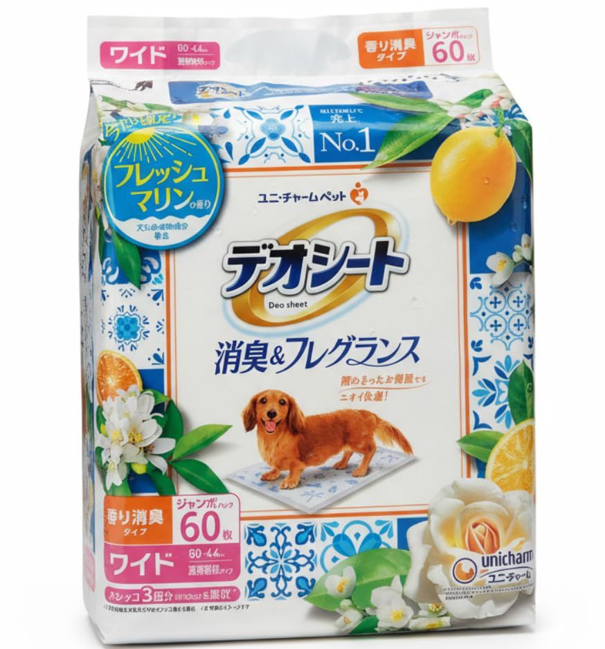 ユニ チャーム デオシート 消臭＆フレグランス ワイド 入り フレッシュマリンの香り ペット用トイレシート m