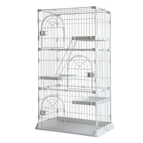 猫ケージ キャットケージ 高さ132 cm* 幅75*奥行50 猫 ケージ 3段 大型 ペットケージ 脱走防止 留守番 1段 2段 組み替え自由 お掃除らくらく 日本語説明書 ホワイト m