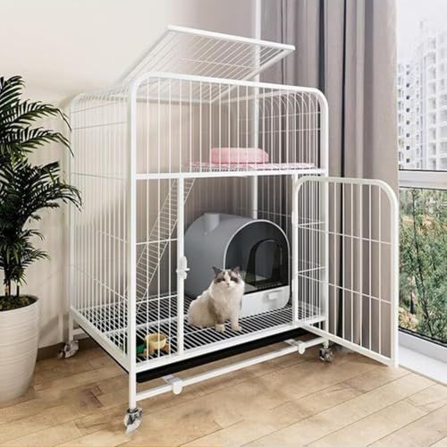 猫ケージ 猫用ケー ジ猫ハウス 室内用猫のゲージ 製品サイズ 100 x 78 55 CM 大きめ動物ケー ジ 大型猫用ケ ージ 多頭飼い猫 折り畳み式 移動便利 組立簡単 取り外し なペット用品 室内飼い 留守番 保護 脱走防止 ホワイト 頑丈設計 m