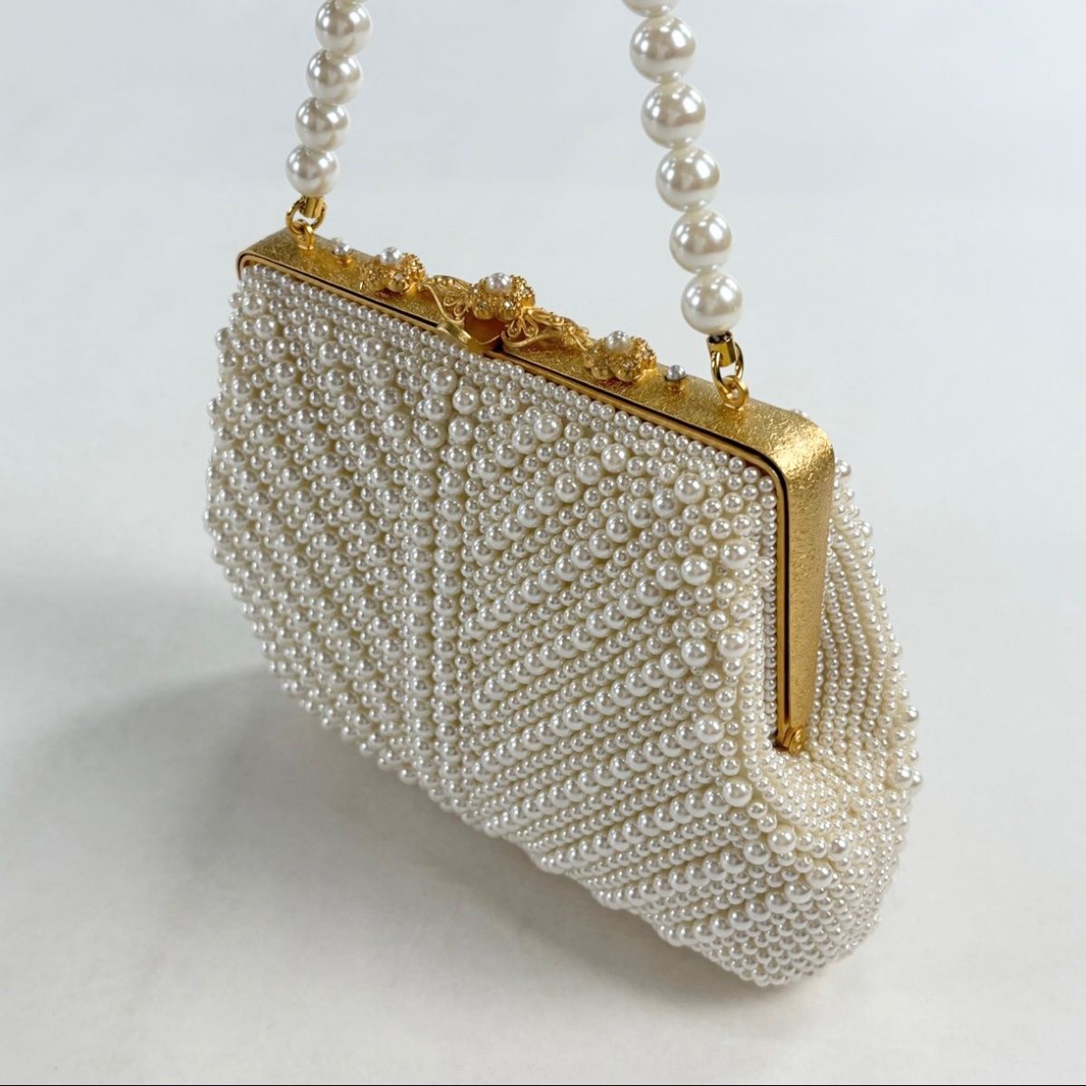 和装バッグ 優品 パール調バッグ フォーマル 白 ビーズ 和装小物