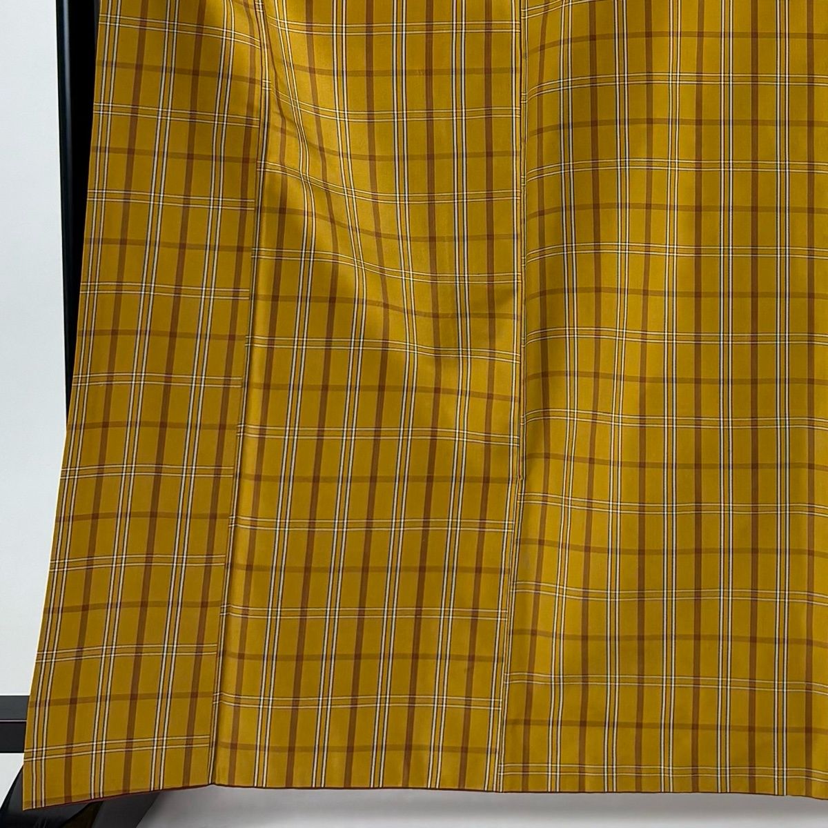 紬 身丈164.5 cm 裄丈65 M 袷 格子 山吹茶色 正絹