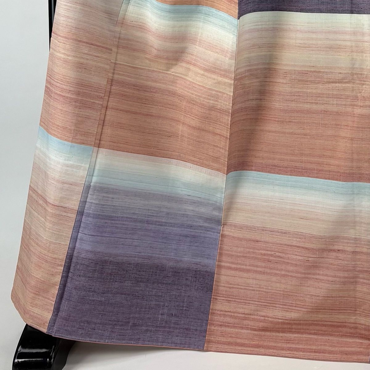 紬 身丈167.5 cm 裄丈69 L 袷 諏訪好風 落款 段縞 野々花染 茜色 正絹