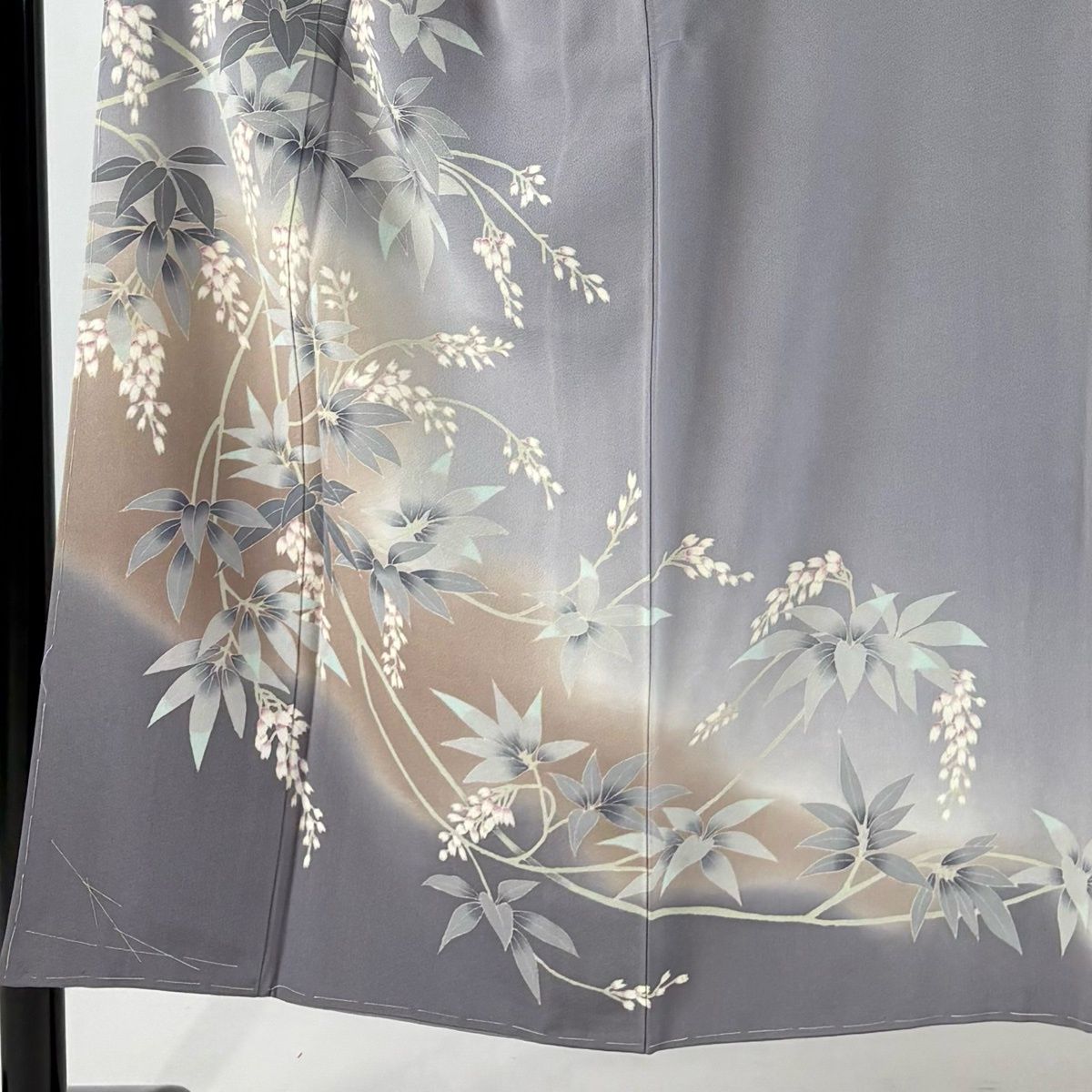 訪問着 身丈150 cm 裄丈63 S 袷 小田美知代 加賀友禅 落款 草花 ぼかし 灰紫 正絹