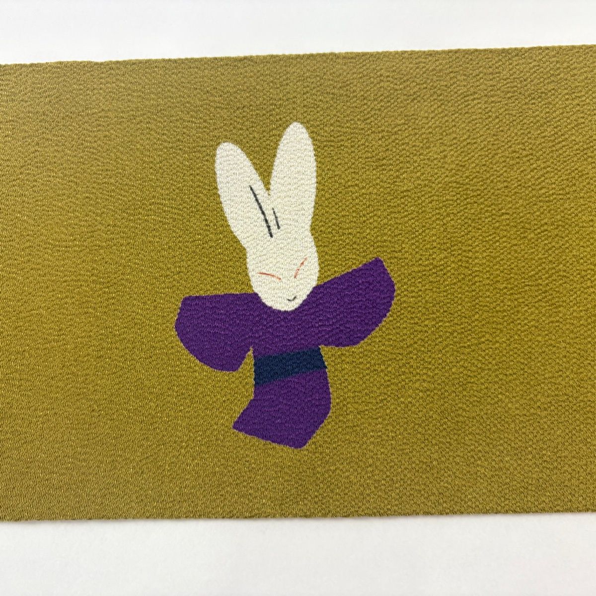  名古屋帯 名品 やまと うさぎ 竹馬 縮緬 鶯色 正絹 名古屋帯 帯