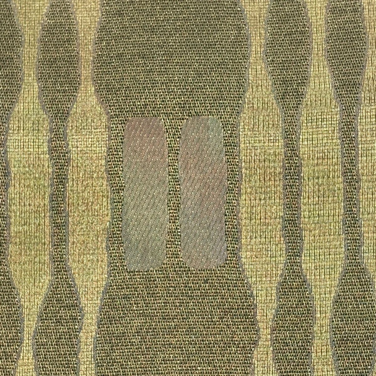 袋帯 名品 手先四通り 幾何学模様 蝶 金糸 金茶 お太鼓柄 正絹