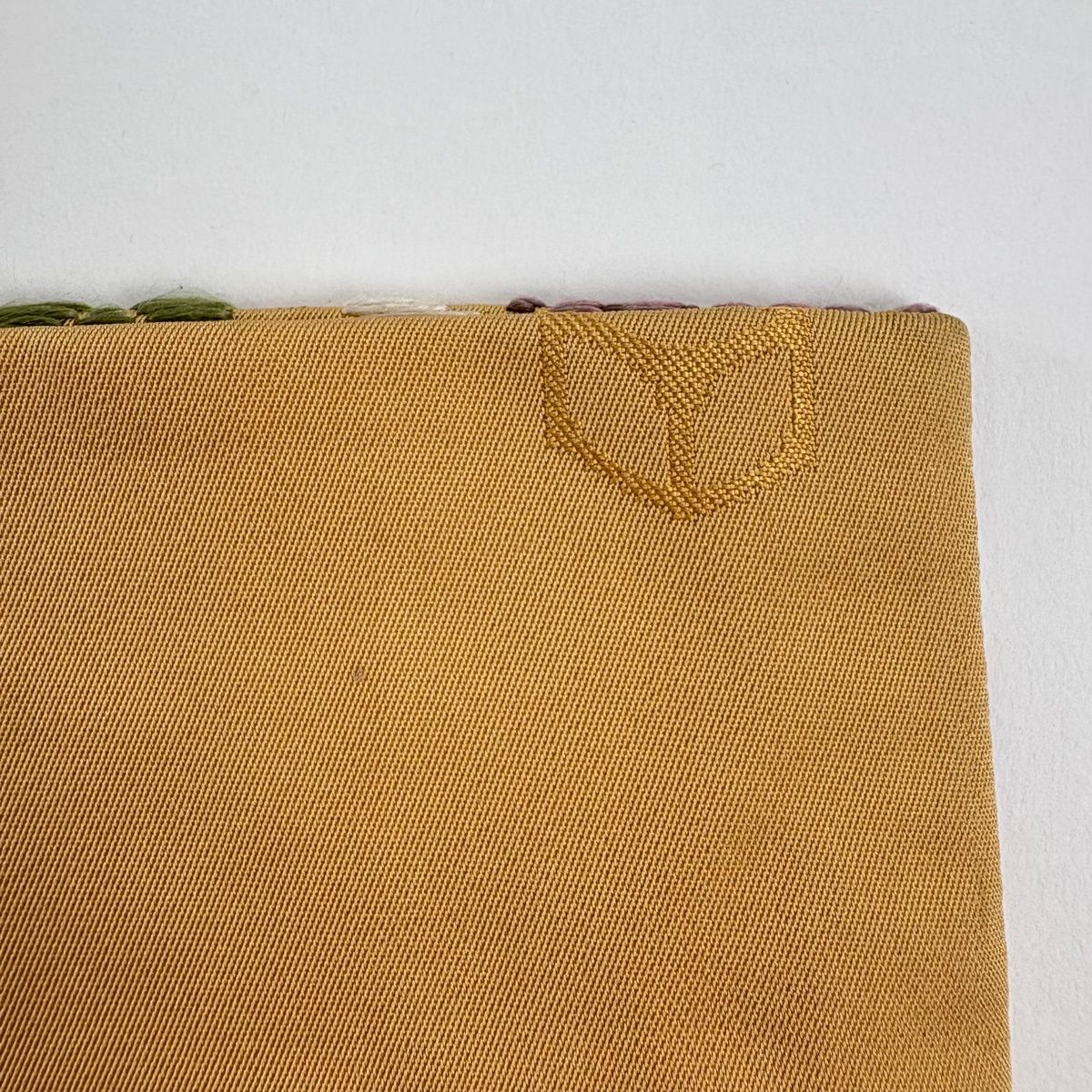  袋帯 名品 葡萄 糸巻き 刺繍 金銀糸 山吹茶色 六通 正絹 袋帯 帯