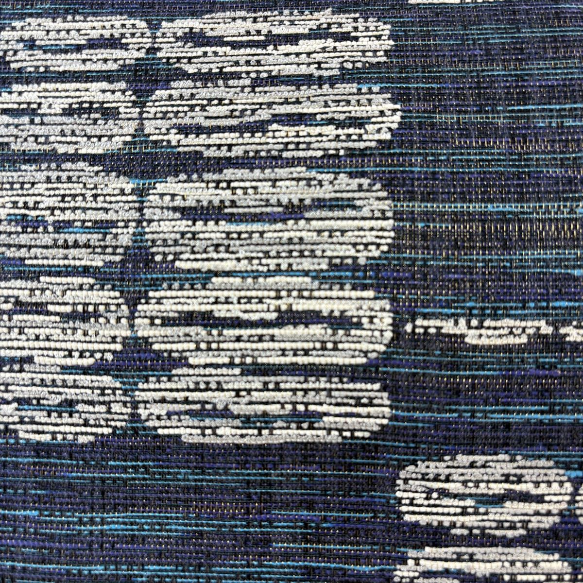 袋帯 名品 やまと 幾何学 縞 金通し 紺色 六通 正絹