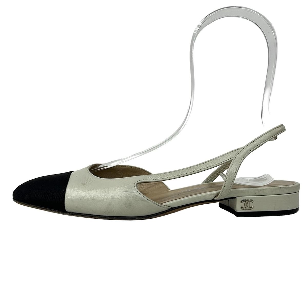 CHANEL シャネル サンダル 36 1 2 C レディース G 31319 白 黒 レザー