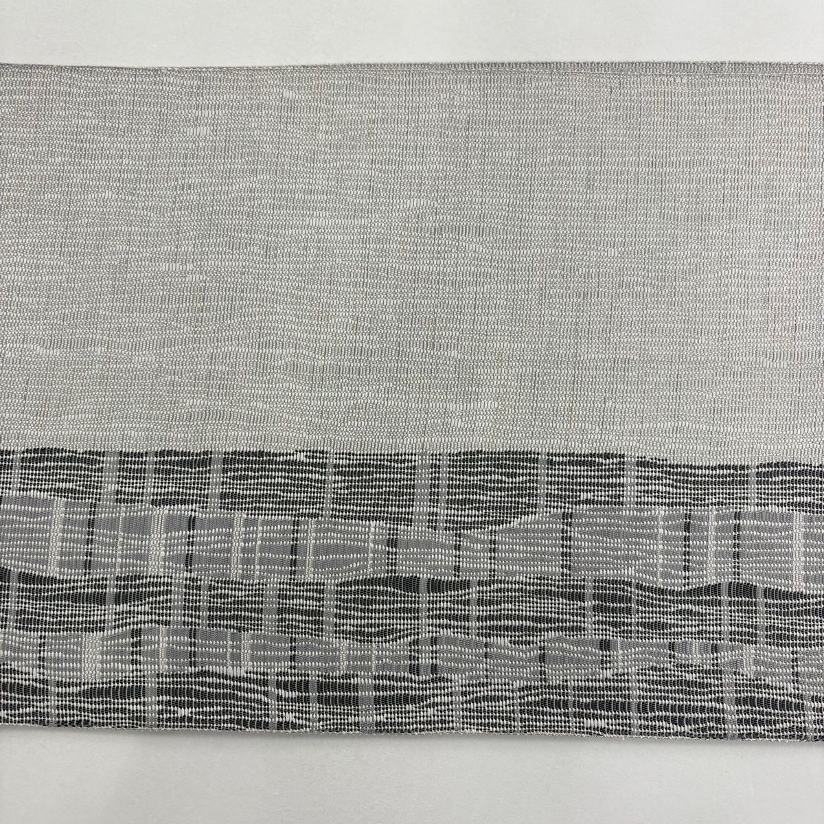  袋帯 名品 幾何学 灰色 お太鼓柄 正絹 袋帯 帯