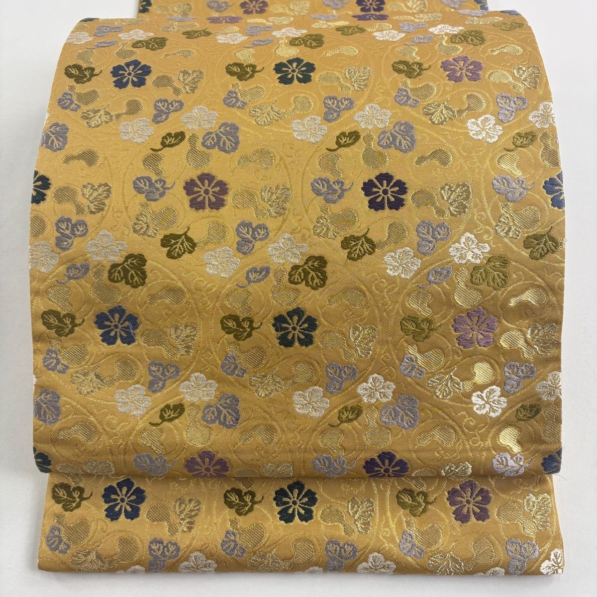 袋帯 名品 瓢箪 唐草 金糸 箔 山吹色 六通 正絹