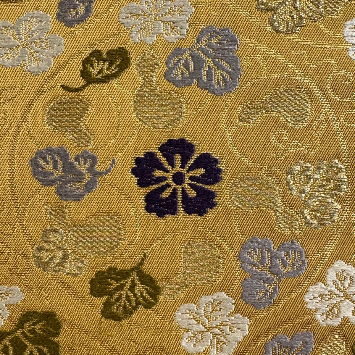 袋帯 名品 瓢箪 唐草 金糸 箔 山吹色 六通 正絹