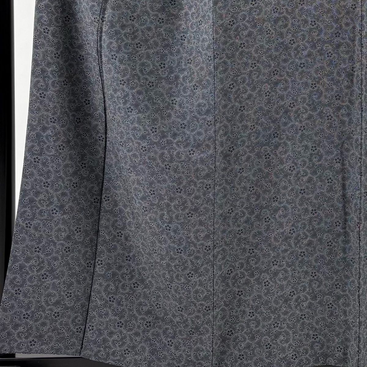 江戸小紋 身丈159 cm 裄丈63 S 袷 落款 花唐草 墨色 正絹 名品