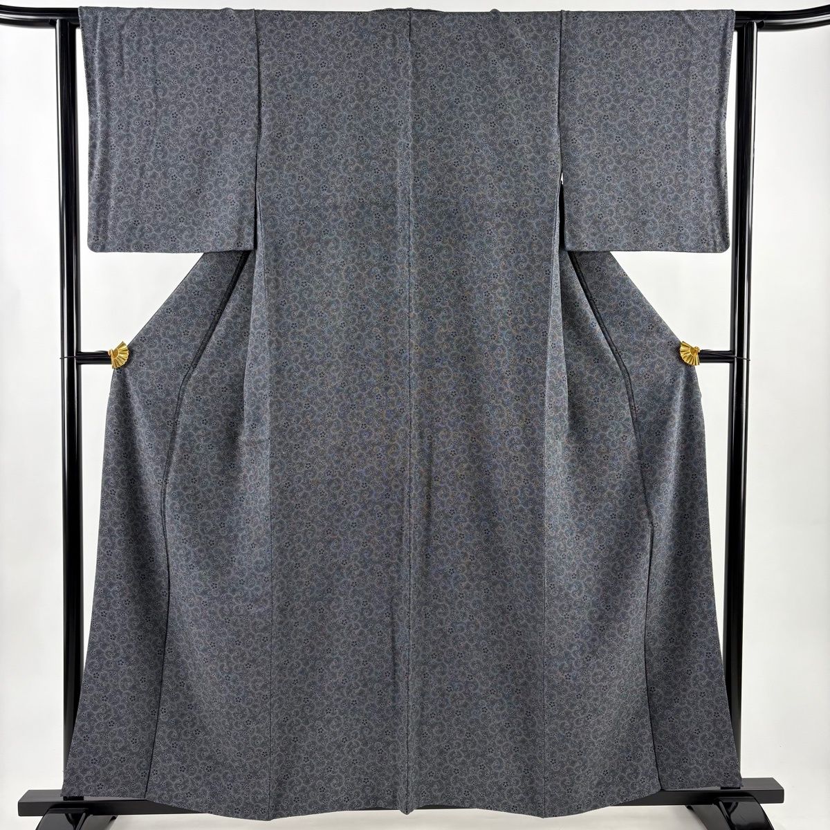 江戸小紋 身丈159 cm 裄丈63 S 袷 落款 花唐草 墨色 正絹 名品