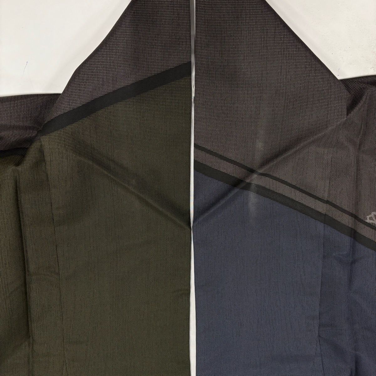  訪問着 身丈165 cm 裄丈68 5 L 袷 紬地 青山みとも 菊 幾何学模様 茶緑色 正絹 名品 訪問着 付け下げ 着物