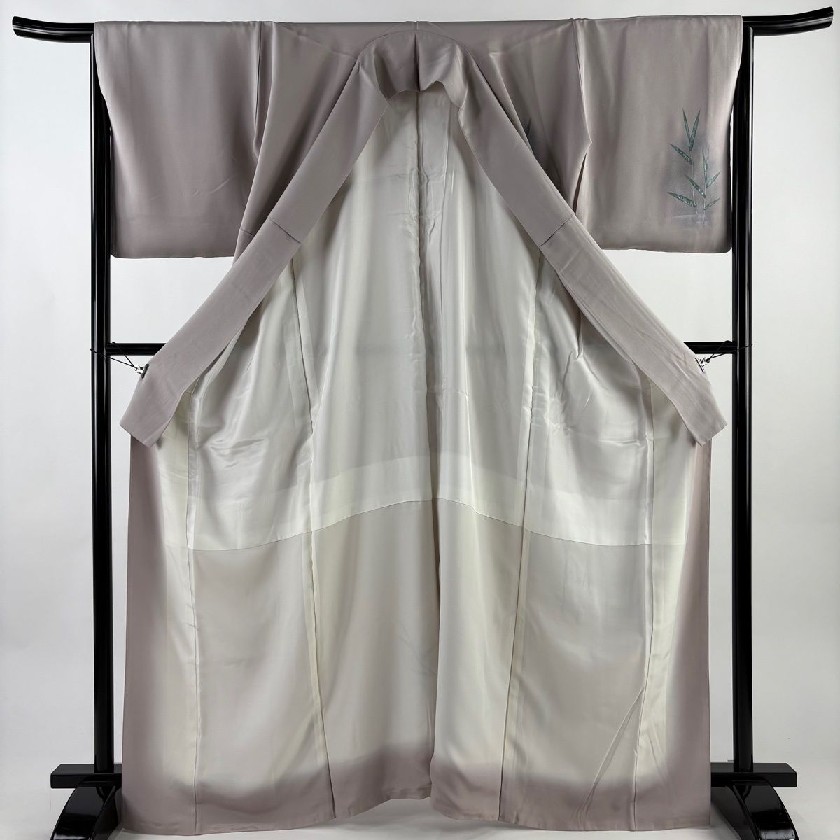  付下げ 身丈163 cm 裄丈66 M 袷 落款 鳥 葉柄 銀彩 薄小豆 正絹 名品 訪問着 付け下げ 着物