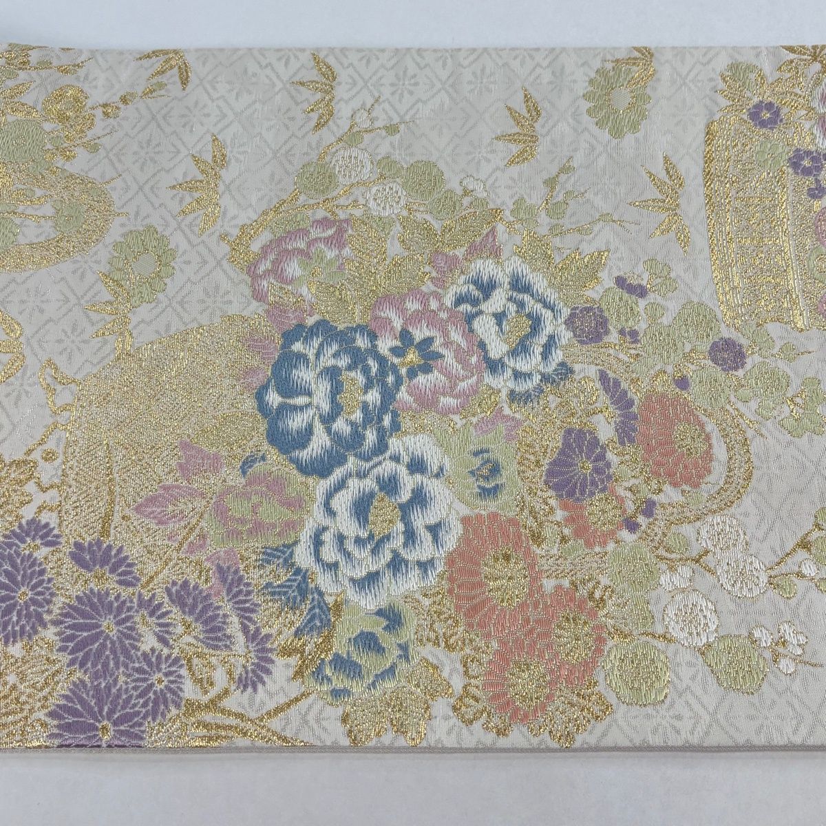 美品】 袋帯 逸品 木村雨山監修 落款 共箱付き 加賀友禅 古田芳彩 花車 