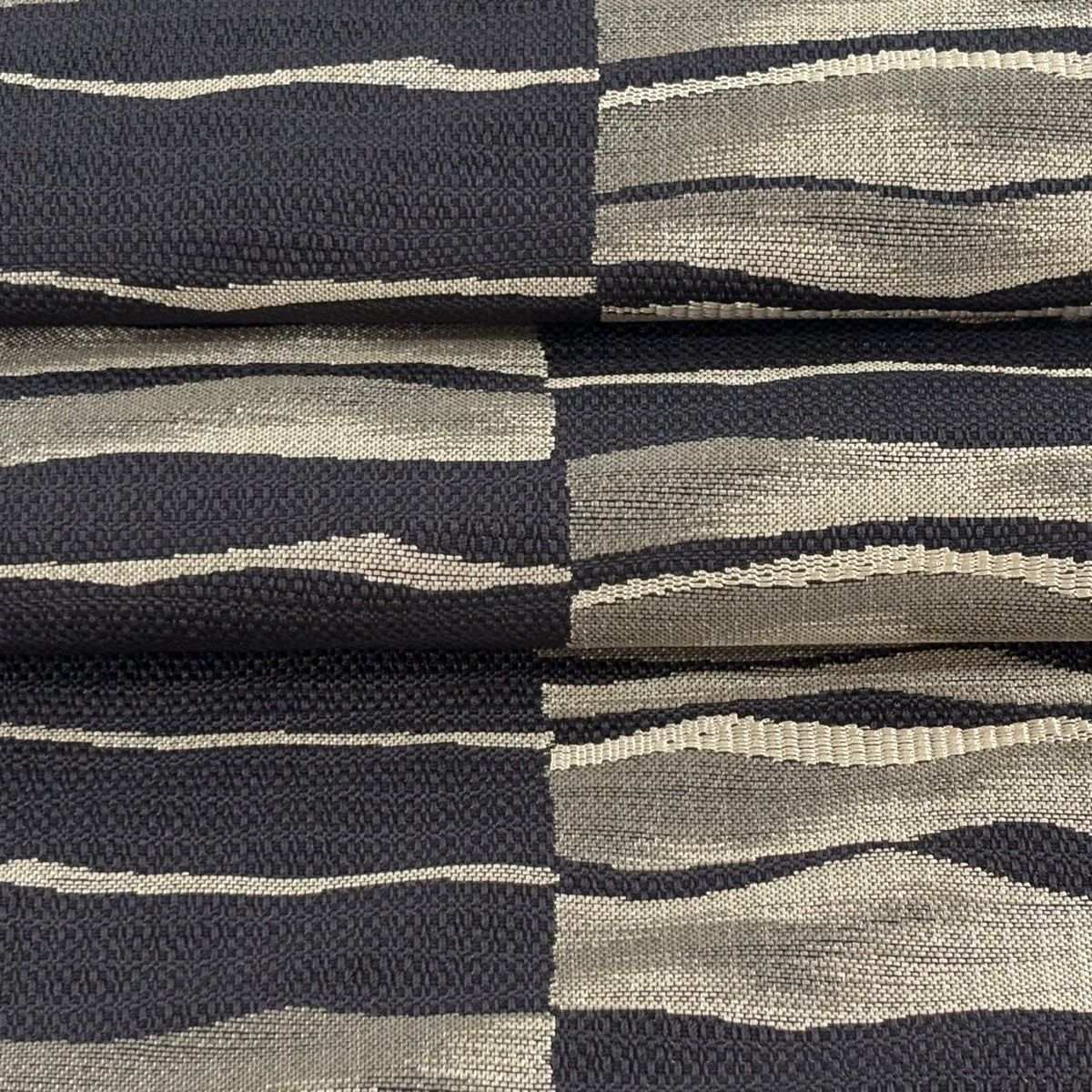 名古屋帯 千年工房 落款 八寸名古屋帯 松葉仕立て よろけ縞 濃紫 正絹