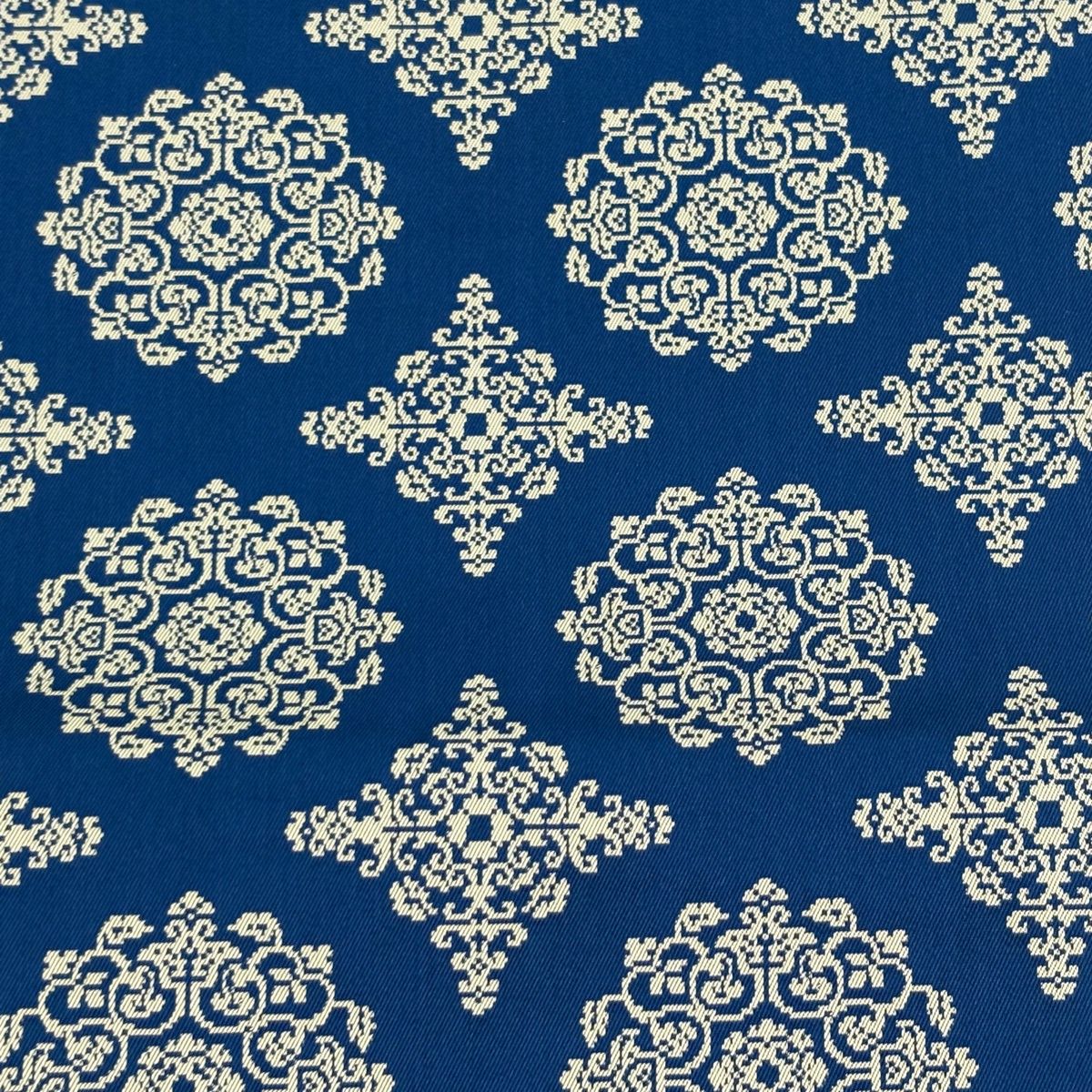 開き名古屋帯 龍村美術織物 比翼仕立て 華文 花菱 藍色 正絹