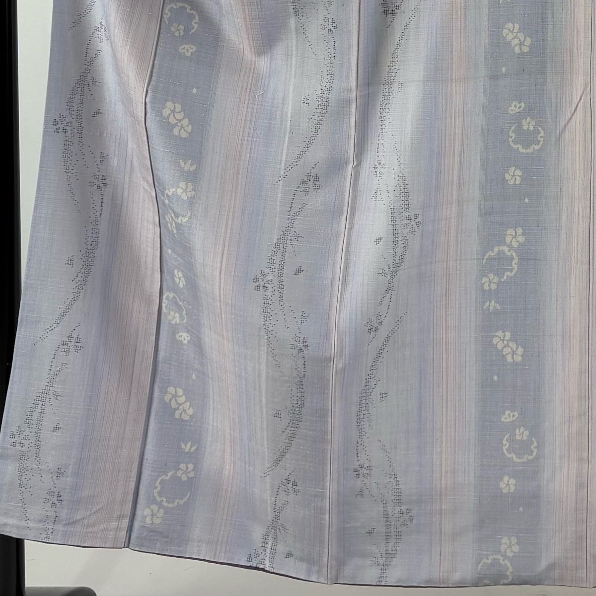 結城紬 身丈153 cm 裄丈66 M 袷 奥順 証紙 雪輪 草花 薄紫 正絹