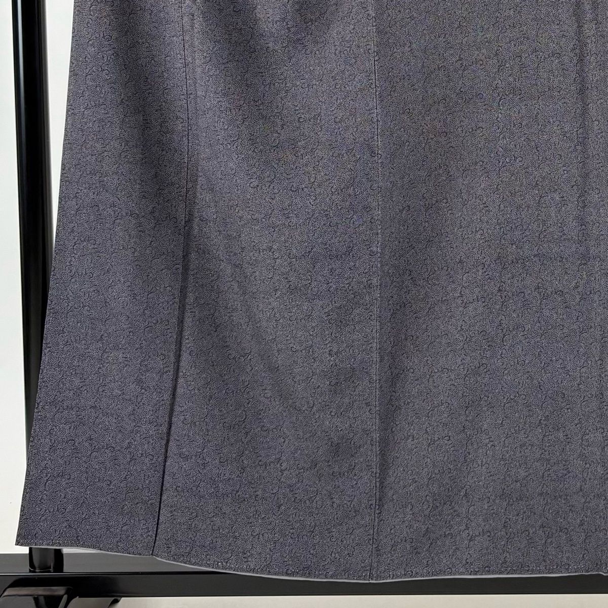 江戸小紋 身丈156 cm 裄丈66 M 袷 人間国宝 中村勇二郎 落款 古代菊 黒灰 正絹