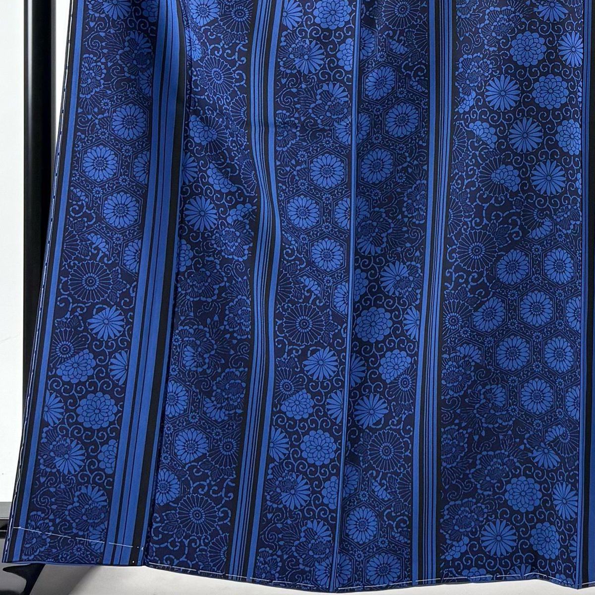 小紋 身丈163.5 cm 裄丈66 M 袷 名古屋帯セット 花唐草 縞 紺色 正絹 秀品