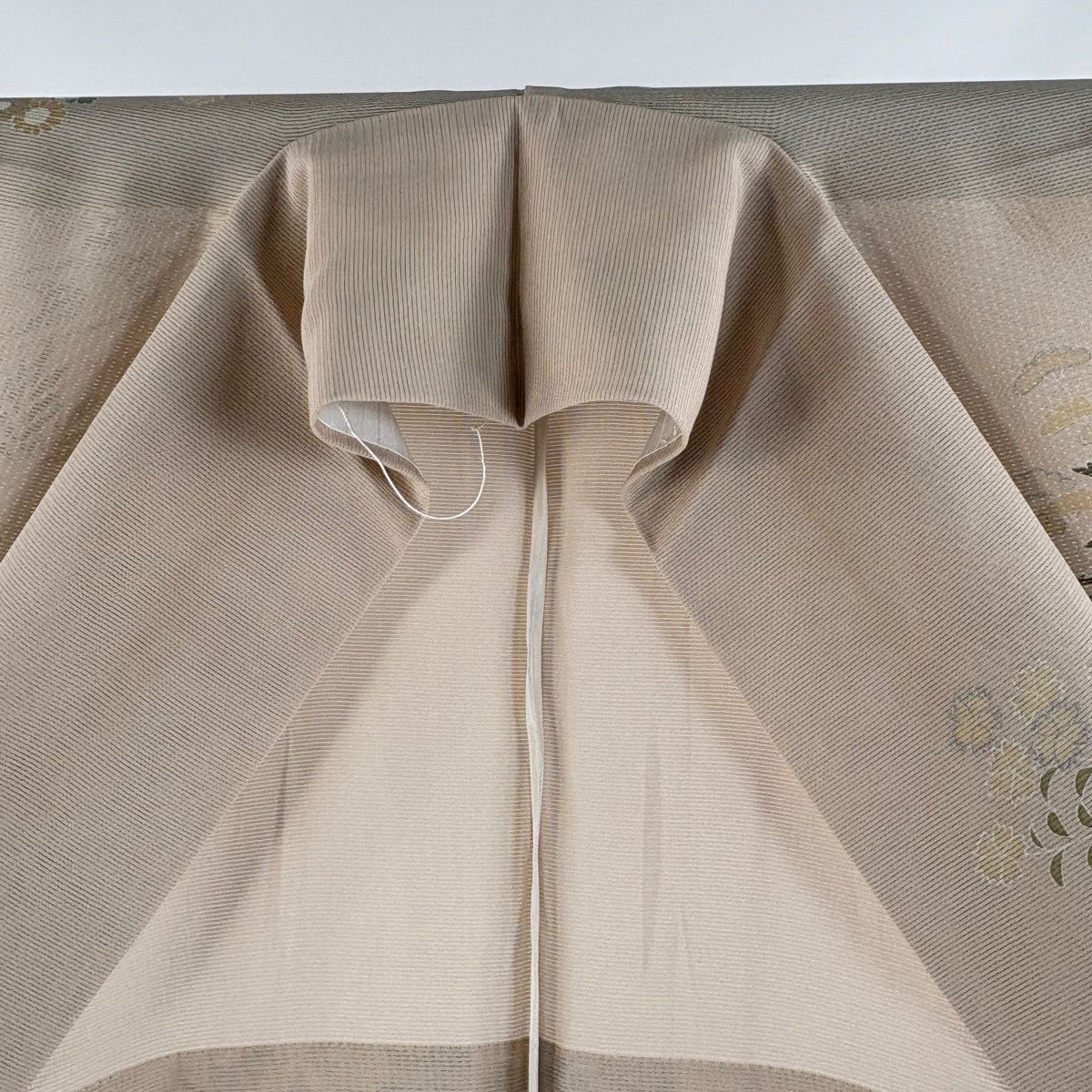  訪問着 身丈161 cm 裄丈64 M 薄物 千總 絽 落款 家屋 秋草 銀彩 薄小豆 正絹 訪問着 付け下げ 着物