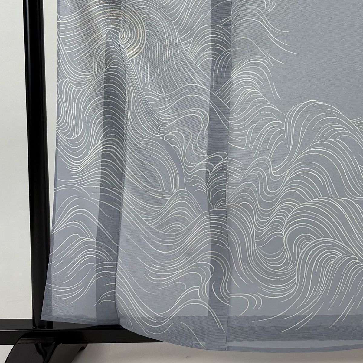 訪問着 身丈161 5 cm 裄丈64 M 薄物 千總 絽 落款 波 箔 青灰色 正絹