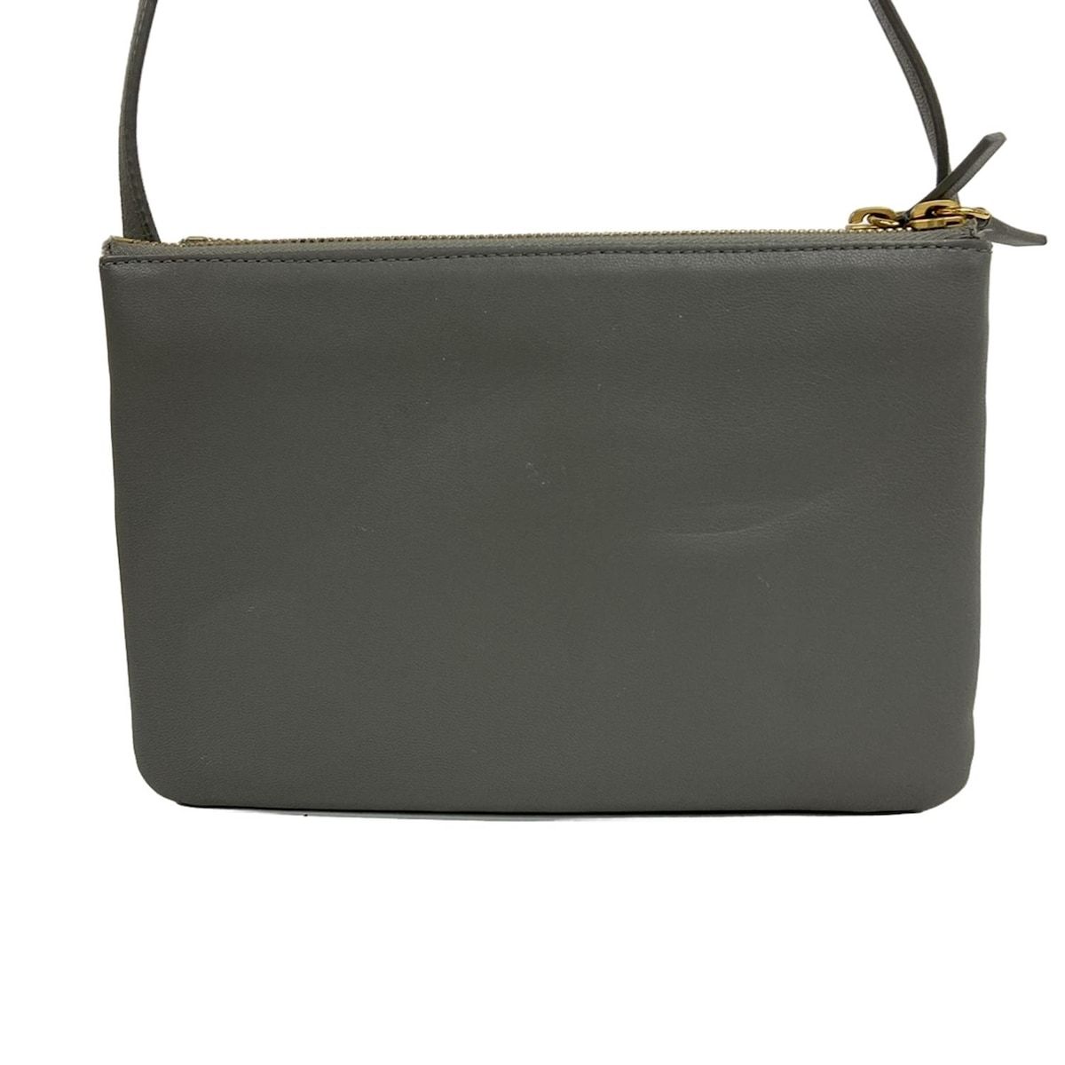 CELINE(セリーヌ) ショルダーバッグ トリオ グレー レザー - メルカリ