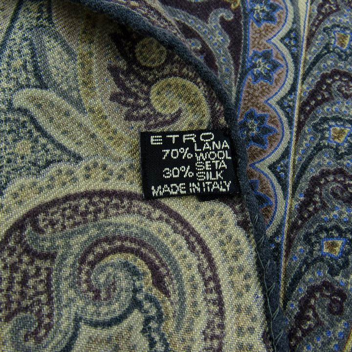 エトロ ストール スカーフ ウール|シルク混 ペイズリー柄 ブランド イタリア製 レディース ネイビー ETRO