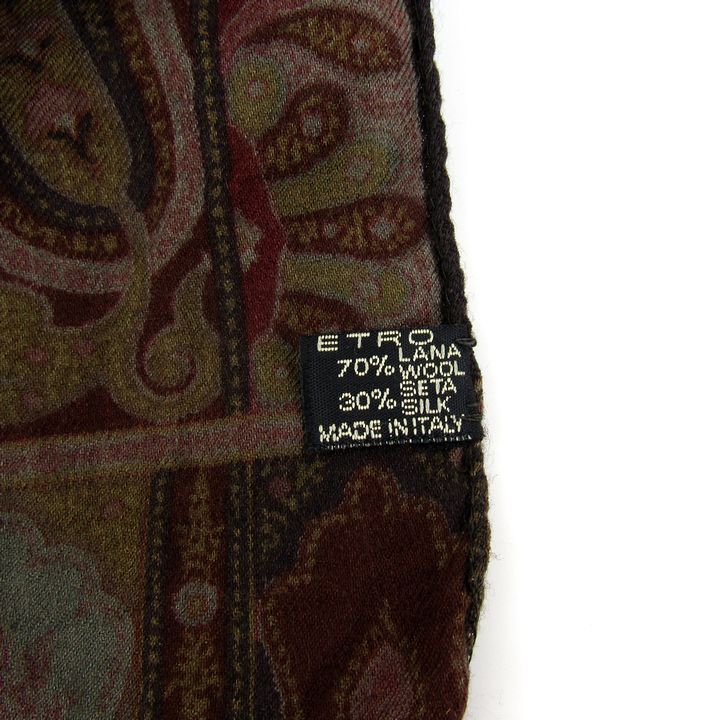 エトロ ストール スカーフ シルク|ウール混 ペイズリー柄 ブランド イタリア製 レディース ボルドー ETRO