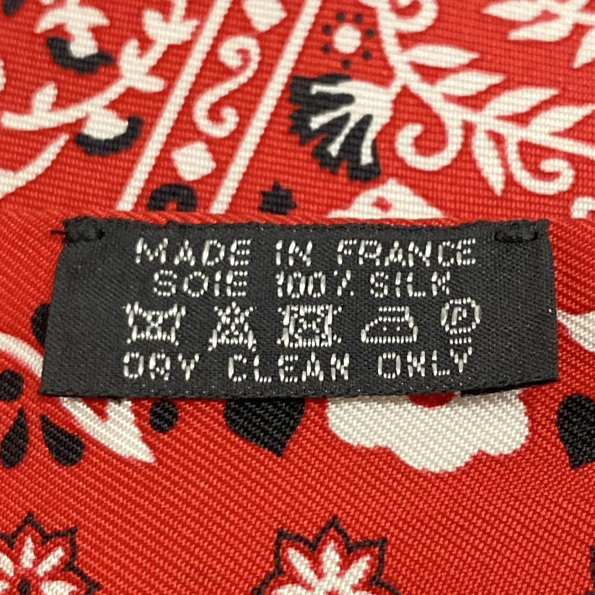HERMES(エルメス) スカーフ美品 ツイリー レッド×白×黒 リボンスカーフ