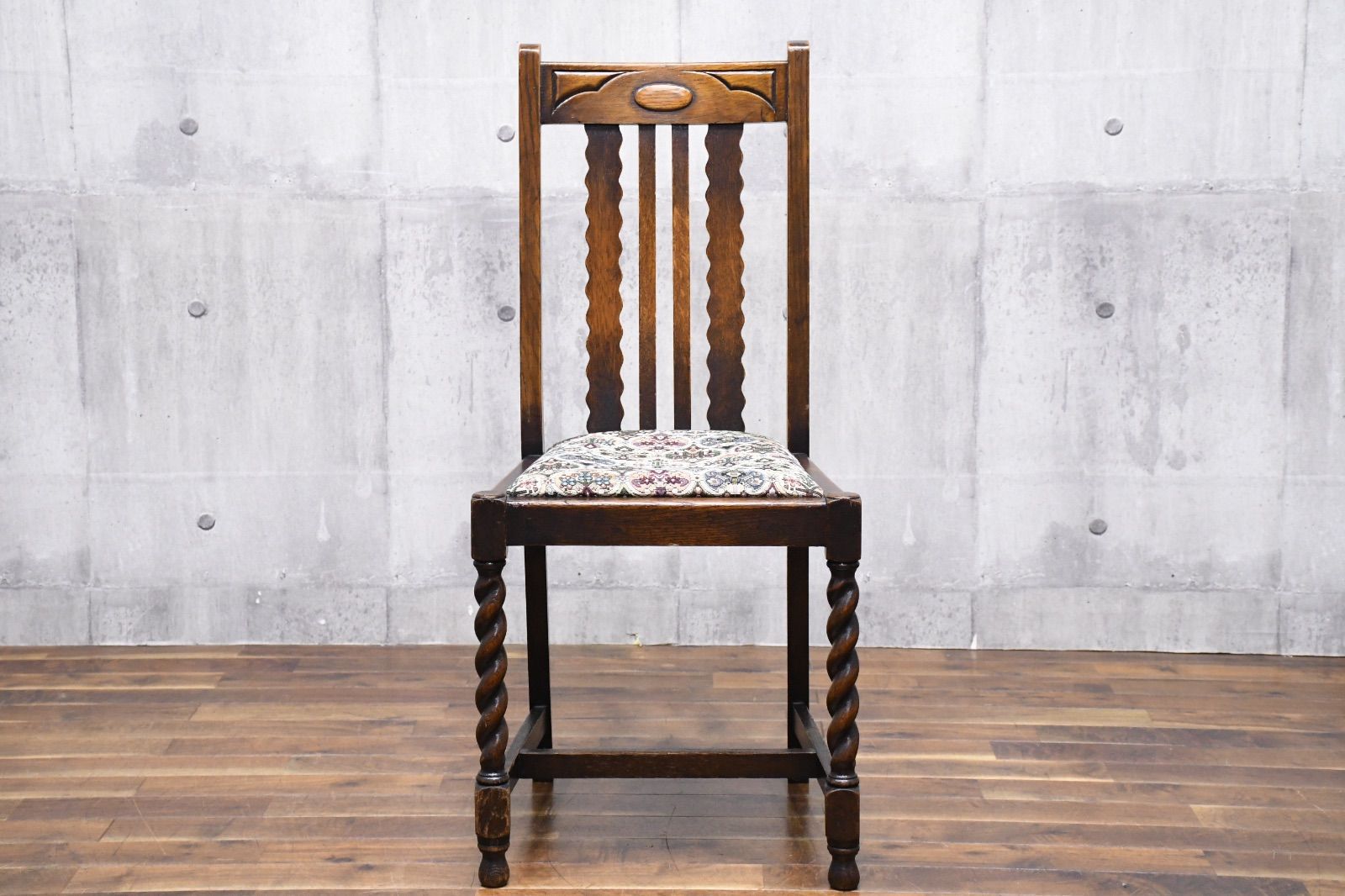 EKC103 イギリスアンティーク ツイストレッグ サイドチェア オーク無垢