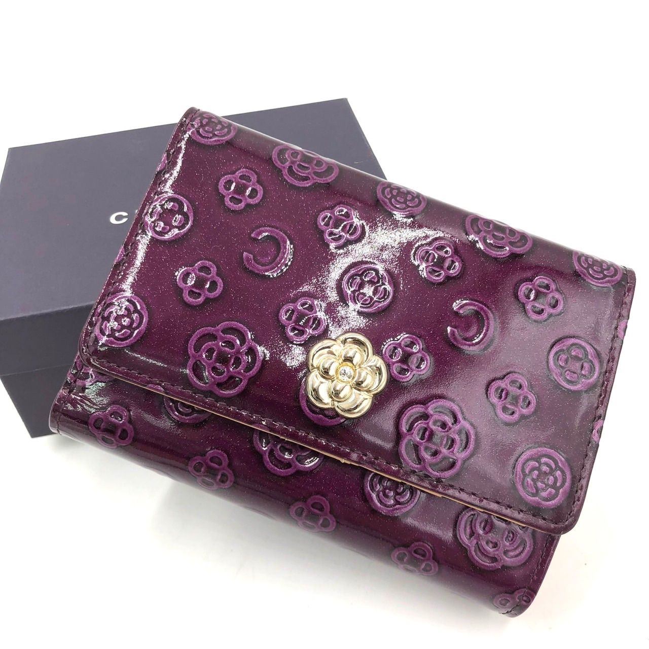 新品未使用】CLATHAS クレイサス 三つ折り財布 がま口 パープル