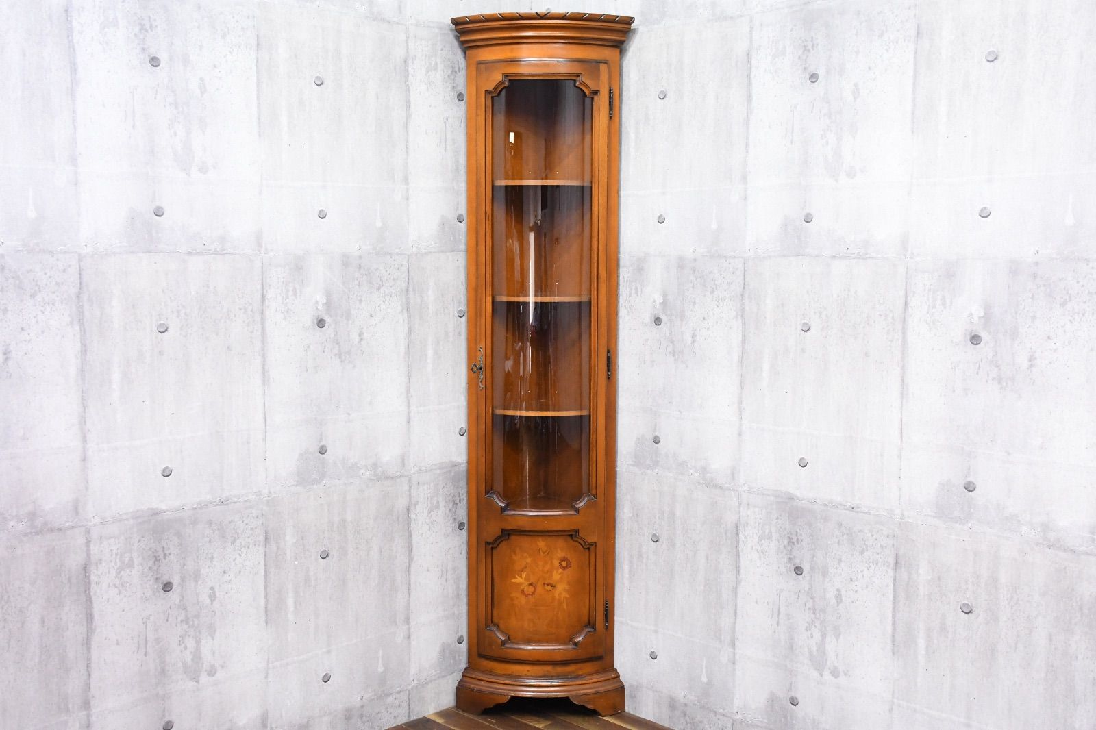 ELC34 イタリア製 象嵌細工 コーナーキャビネット 鍵付き コーナー