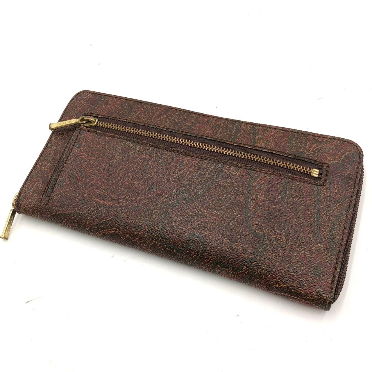 美品】エトロ ETRO 長財布 ペイズリー柄 ブラウン 茶 L字ファスナー 