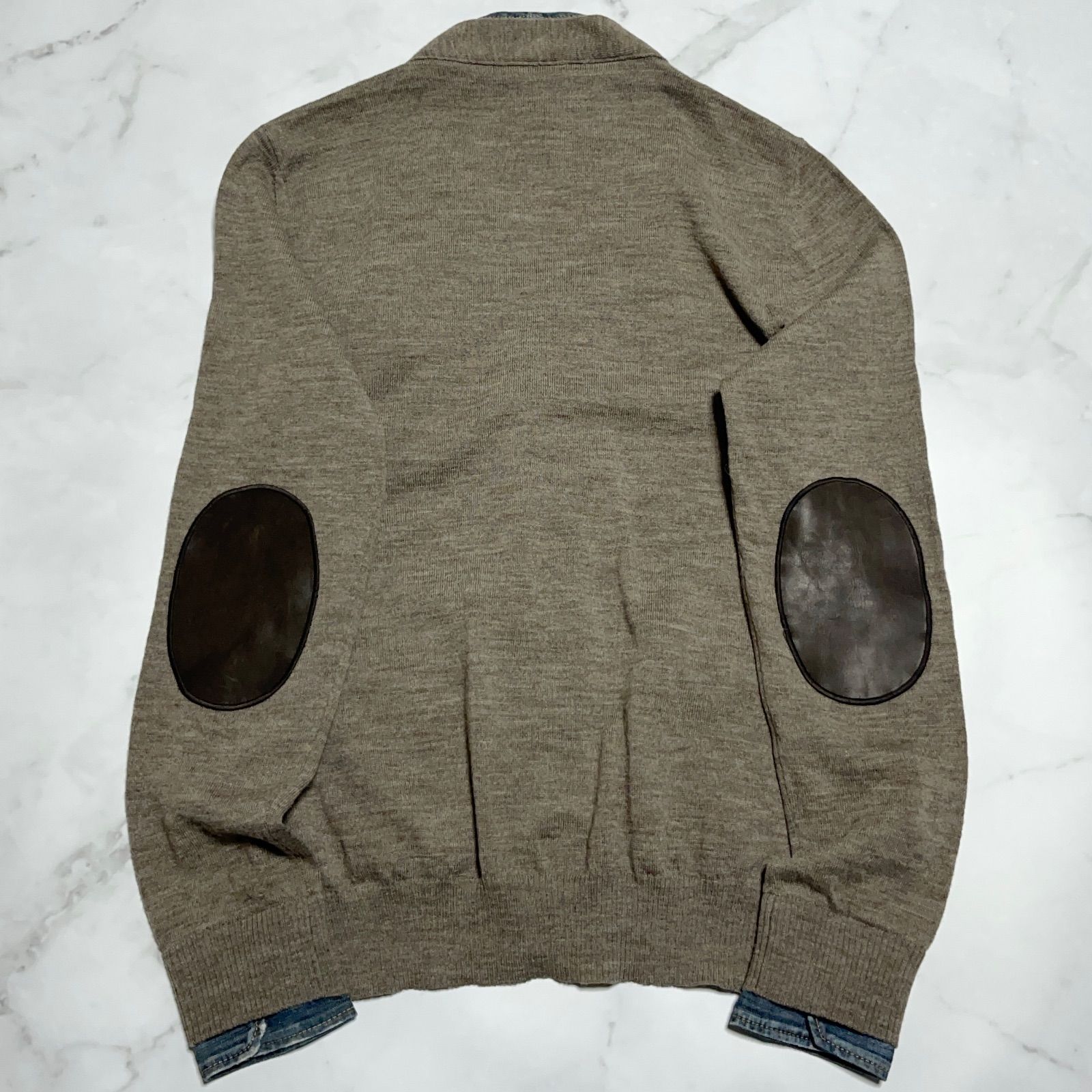 ディースクエアード 革パッチロゴ Vネックカーディガン サイズМ THOM 