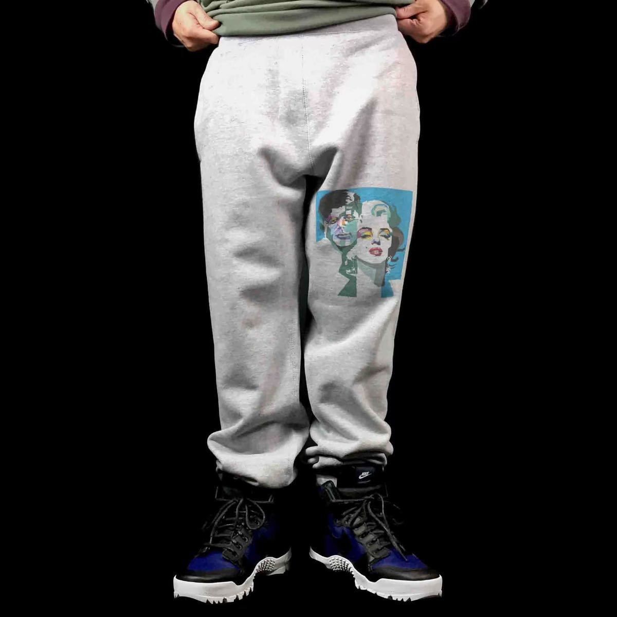 オリジナル スウェットパンツ マリリンモンロー ケネディ スキャンダル ポップアート S M L XL タイト ジャスト 大きい ビッグ オーバーサイズ メンズ レディース ユニセックス ピンククリーム